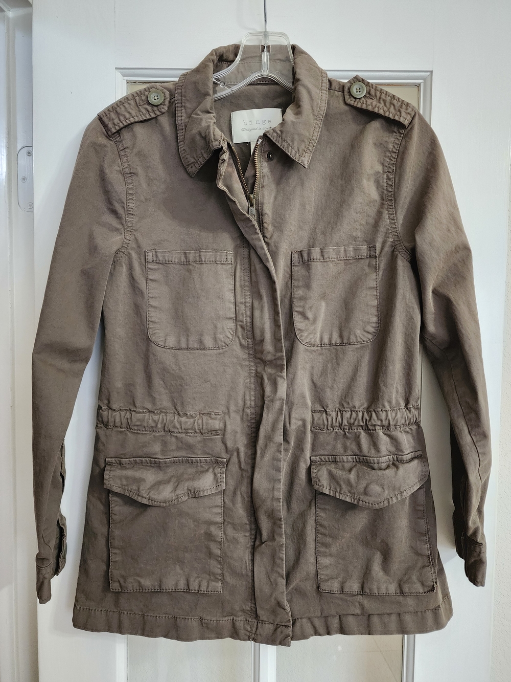 Hinge XXS Brown Stretch Cotton Utility Military Field Jacket